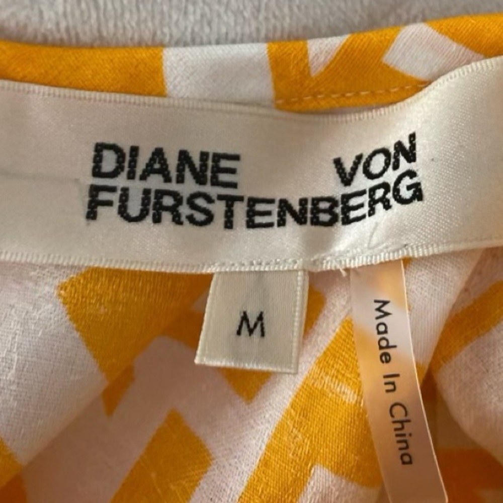 Diane Von Furstenberg Yellow and White Sleeveless Dress - Picture 6 of 9